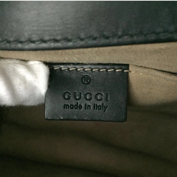 💃Authentic GUCCI Sylvie Mini Sherry Line Leather Chain Shoulder Bag Black - Picture 10 of 11